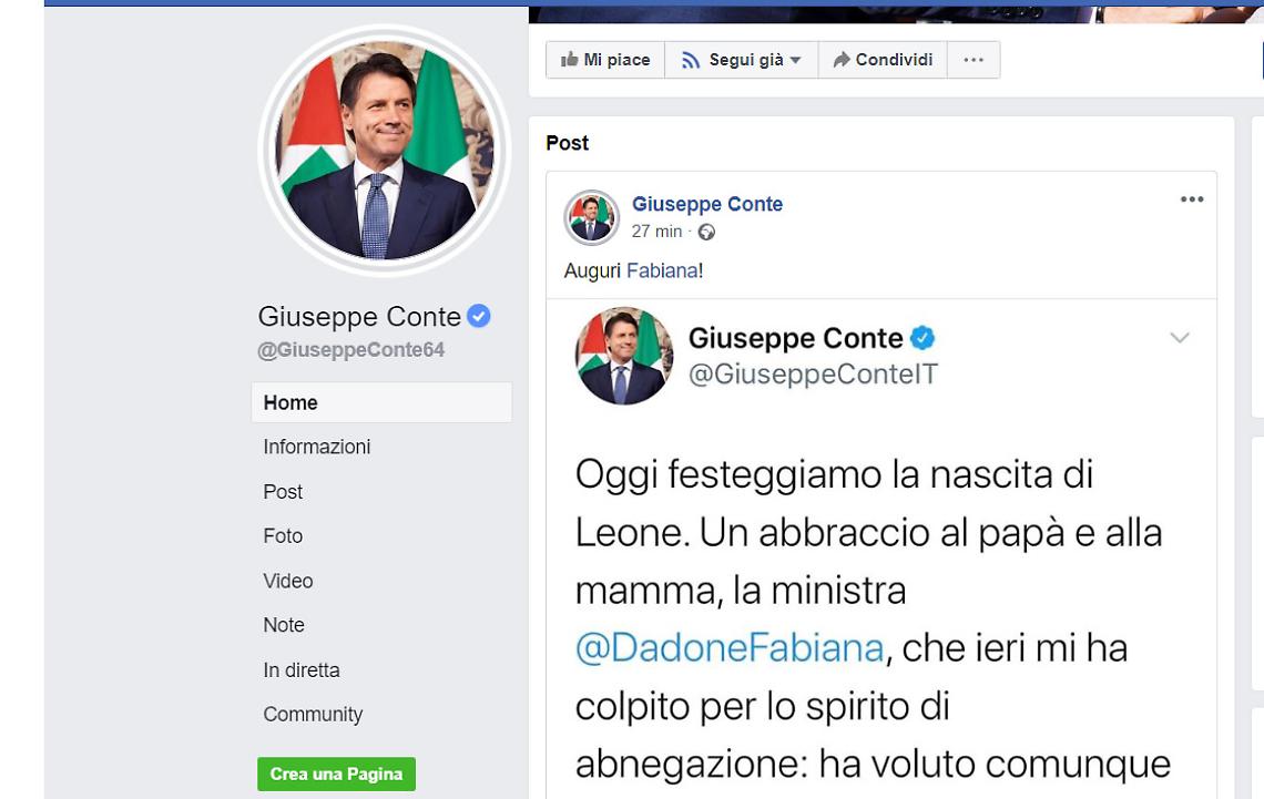 Auguri Conte a Fabiana Dadone