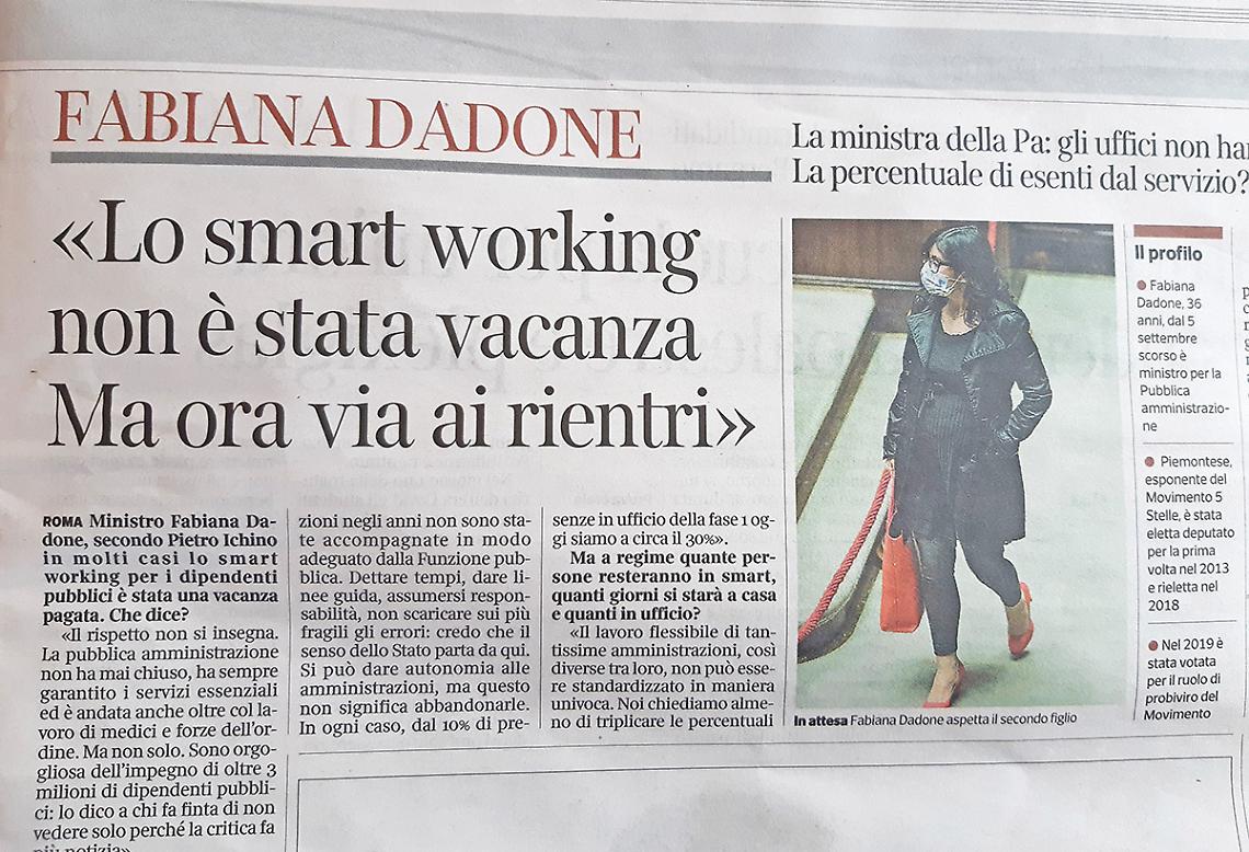 Fabiana Dadone smart working Corriere della sera