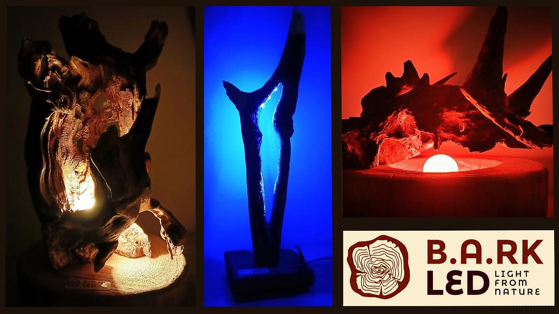 Regalo Natale Lampade Legni Bark Led