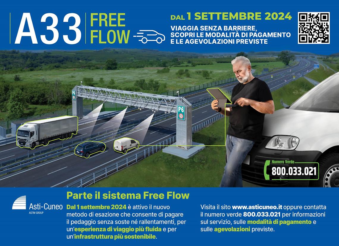 L’Autostrada Asti-Cuneo diventa “Free Flow”