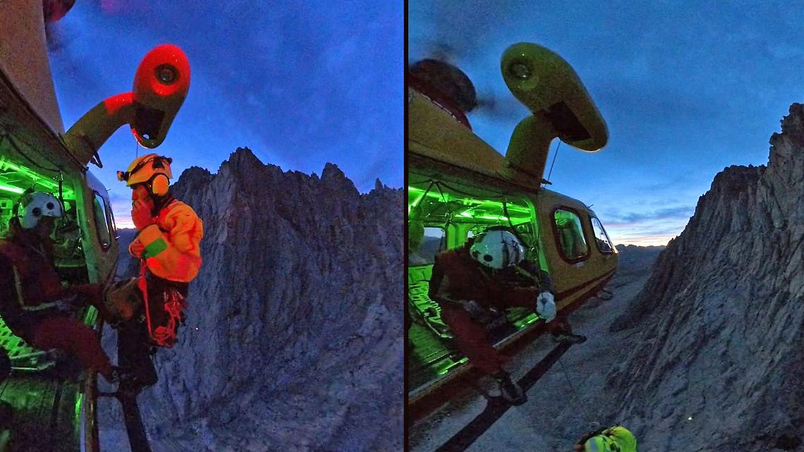 Alpinisti bloccati duranti la discesa, recuperati in notturna dall'elicottero