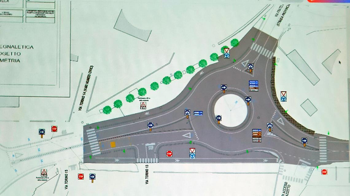Villanova. La Provincia e il Comune presentano la nuova rotonda in via Torino: «Il progetto metterà in sicurezza un nodo importante»