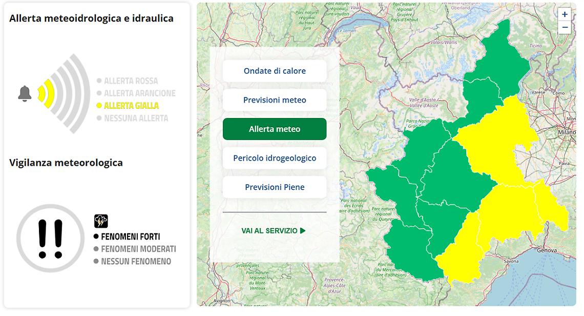 ARPA Piemonte: allerta gialla per domani, sabato 2 agosto