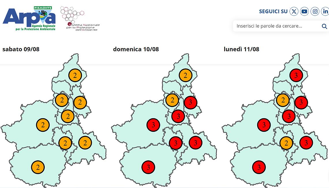 Allarme ARPA: ondate di calore, due giorni da "bollino rosso"