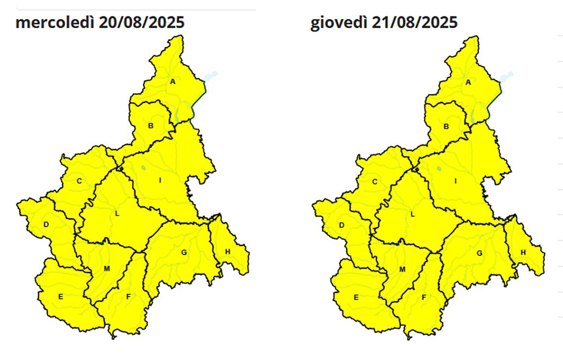 Meteo: permane l'allerta gialla  di ARPA sul Piemonte