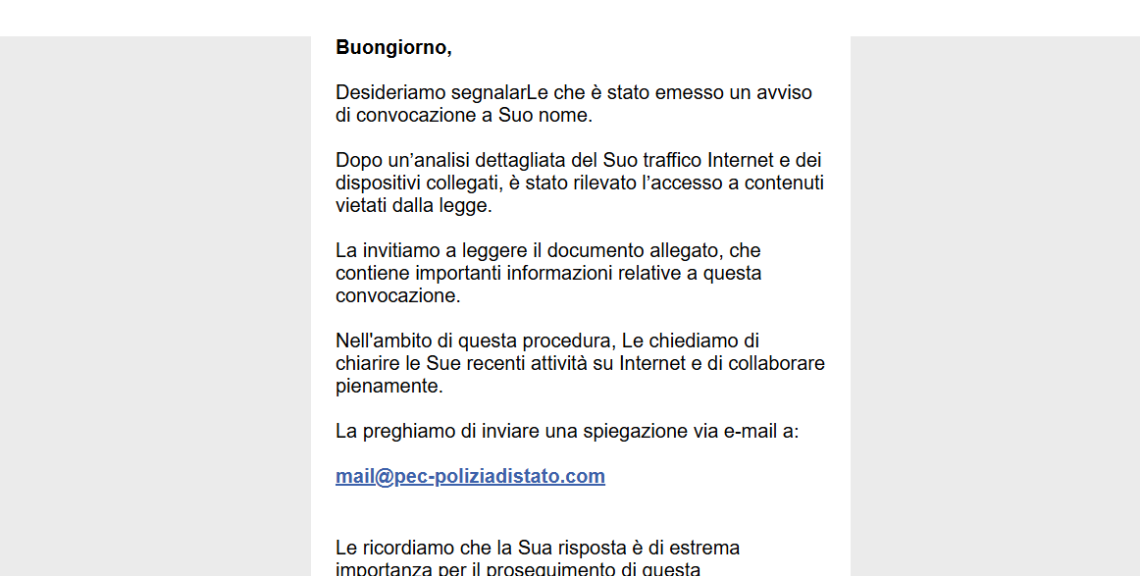 Attenzione: nuova truffa via mail che simula comunicazioni da Polizia o Carabinieri
