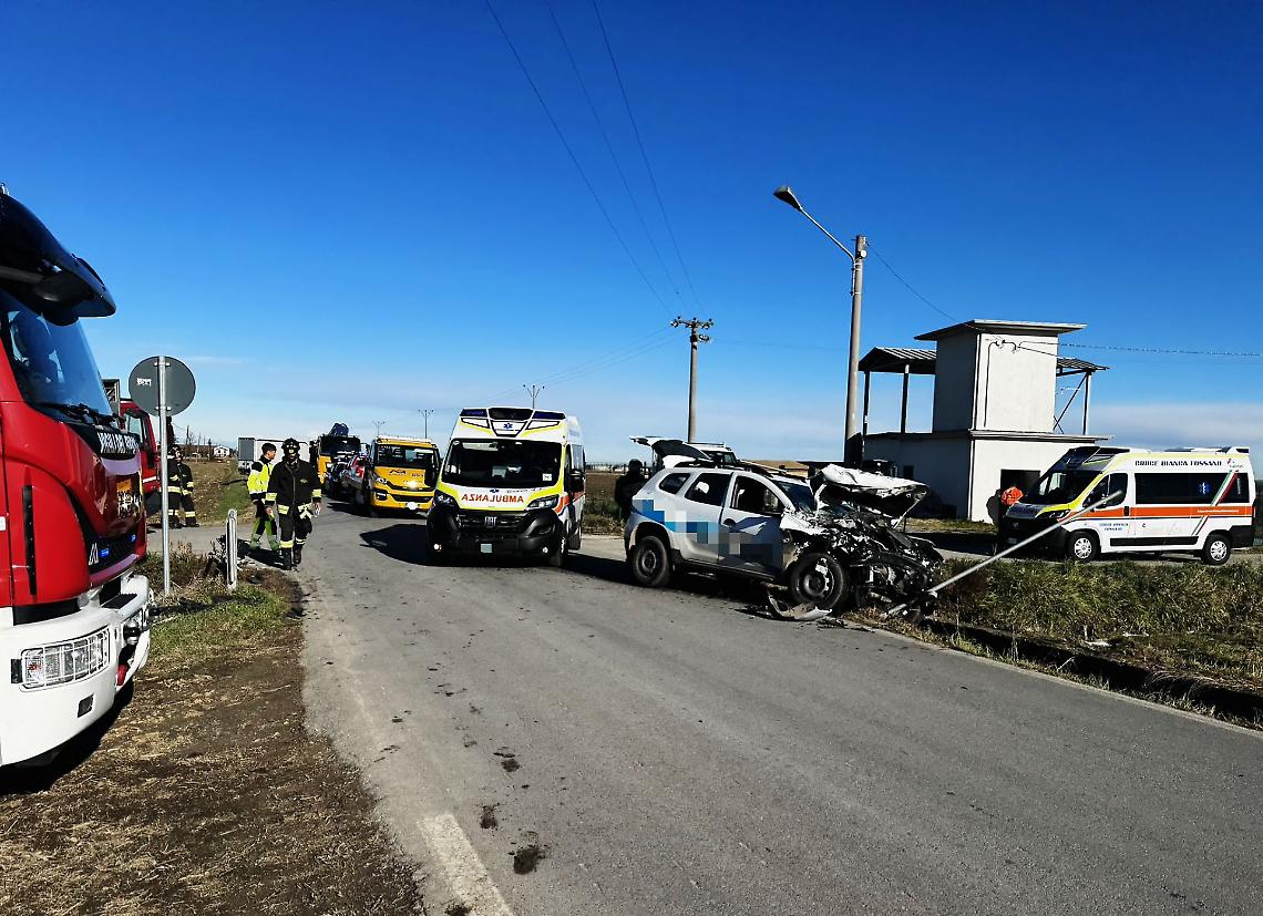 Autocarro per il trasporto del bestiame si scontra con un'auto