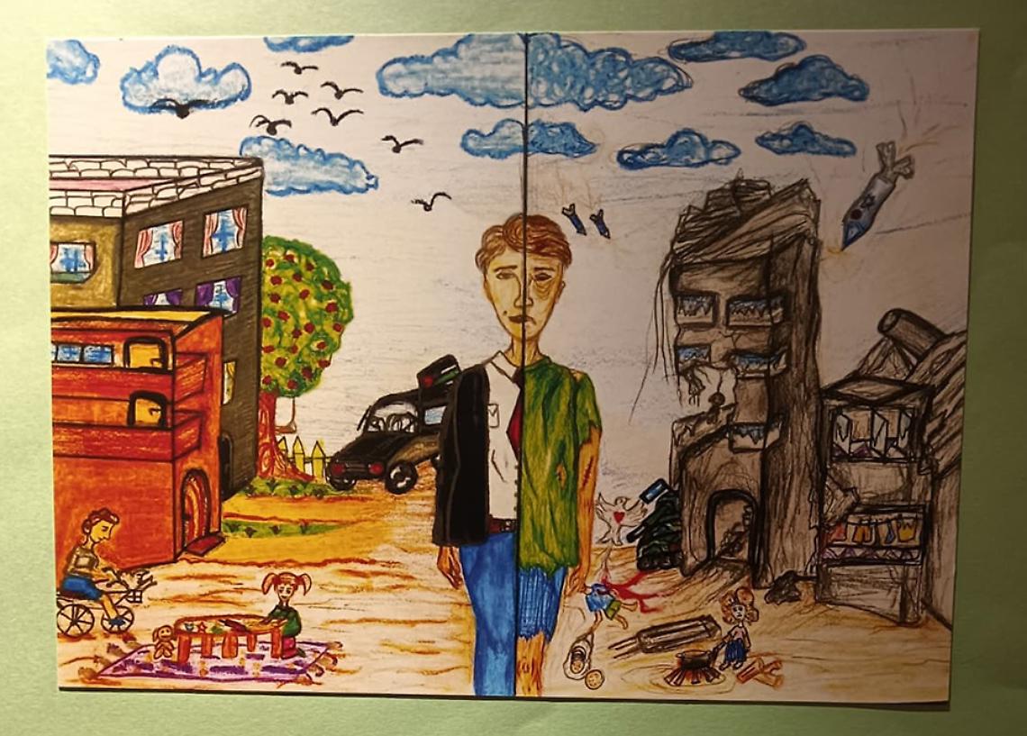 Fiori che diventano uccelli neri: i disegni dei bambini di Gaza