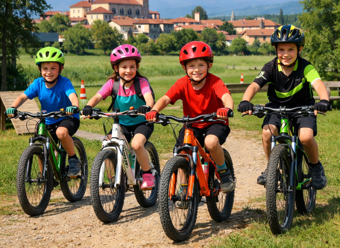Borraccia piena e bici in ordine: bambini e ragazzi imparano ad andare in mountainbike