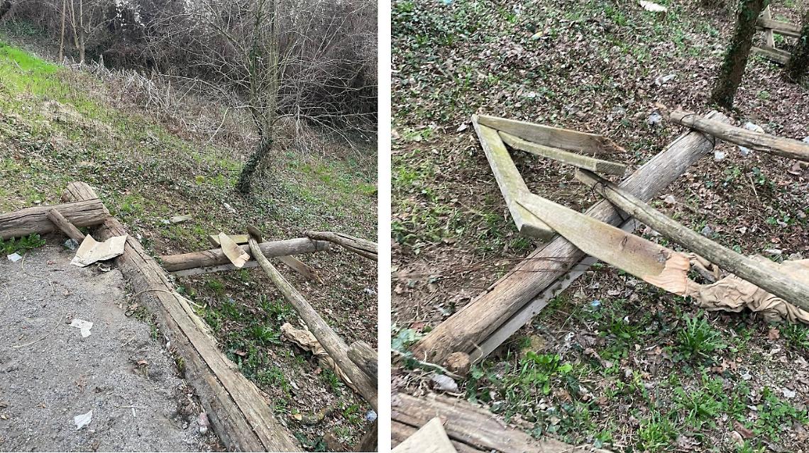 Danneggiata da vandali l'area pic-nic lungo il sentiero panoramico