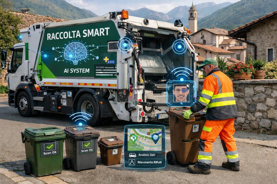 Intelligenza artificiale su camion e bidoni, per migliorare la raccolta rifiuti