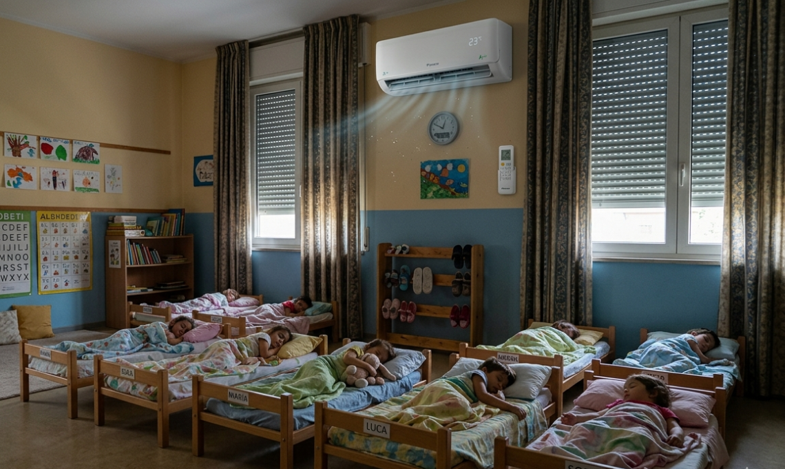 Nuovo climatizzatore: quest'estate i bimbi della Materna dormiranno al fresco