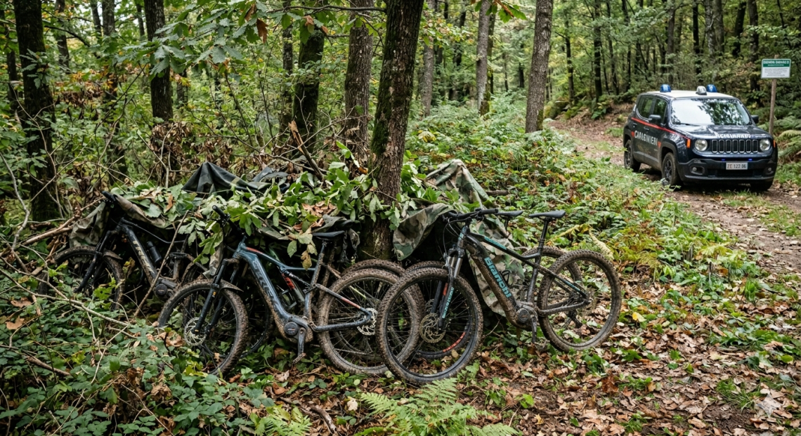E-bike rubate e nascoste in un bosco, recuperate dai Carabinieri