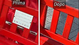Rubata la targhetta sulla panchina rossa di Mondovicino