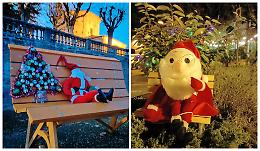 Sulla big bench di Piozzo, un Babbo Natale “panchinista” apre i festeggiamenti
