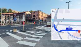La nuova viabilità di piazza Ferrero, in attesa della modifica su Google Maps
