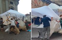 Bufera di vento sulla Mostra dell'Artigianato: stand chiusi ma niente danni