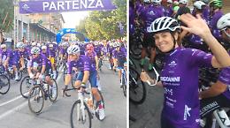 Una nuvola viola su Mondovì, le foto della spettacolare partenza della Granfondo Alpi del Mare 
