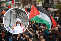 Festa e protesta: &laquo;Fuori Israele dalle Olimpiadi!&raquo; E oggi la Fiamma arriva a Cuneo