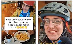Patatine fritte immerse nella cioccolata: cos&igrave; Simone inizia il giro del mondo in bici