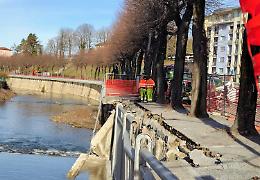 Cedimento del marciapiede lungo il Cevetta: verifiche in corso