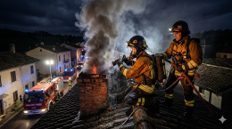 Si incendia la canna fumaria nella notte: Vigili del fuoco al lavoro per domare le fiamme