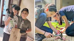 Martello, legno e chiodi: i ragazzi costruiscono i nuovi giochi per l'oasi