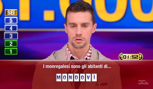&ldquo;I monregalesi sono gli abitanti di?&rdquo;: Mondov&igrave; protagonista su Canale 5 a Caduta Libera. Un finale da 191mila euro