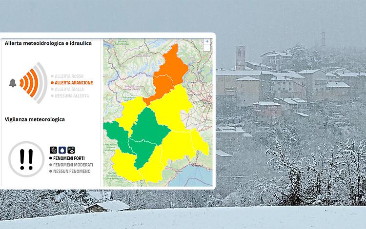 METEO - Domani in Piemonte allerta gialla e arancione per neve
